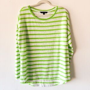 Kiara Lime Green Striped Long Sleeve Top‎ Size XL
